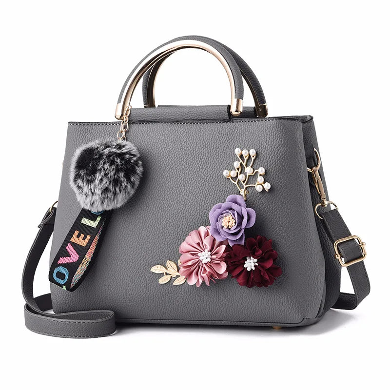 Artificial Flower Shoulder Messenger Bag PU Solid Handbag