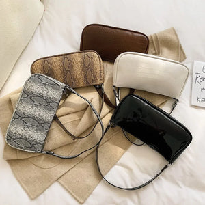 Crocodile Pattern Shoulder Bag Clutch Bag Patent Leather Underarm Shoulder Bag