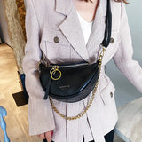 Ladies Chain Shoulder Bag Solid PU Women Handbag