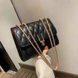 Women's PU Small Chain Shoulder Bag Solid Soft Leather Messenger Bag
