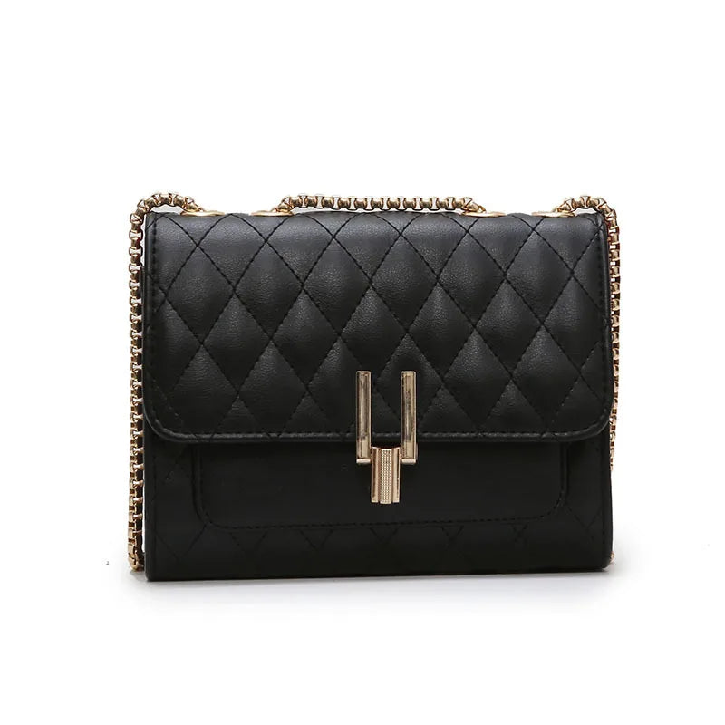 Women's PU Small Chain Shoulder Bag Solid Soft Leather Messenger Bag