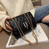 Women's PU Small Chain Shoulder Bag Solid Soft Leather Messenger Bag