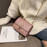 Women's PU Small Chain Shoulder Bag Solid Soft Leather Messenger Bag