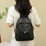 Colorful PU Leather Backpack Large Capacity Double Zipper Travel Backpack