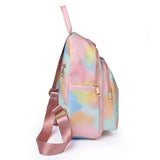 Colorful PU Leather Backpack Large Capacity Double Zipper Travel Backpack