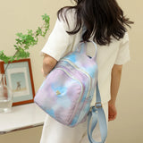 Colorful PU Leather Backpack Large Capacity Double Zipper Travel Backpack