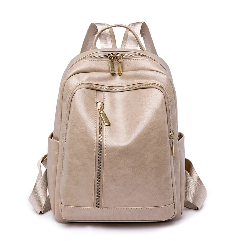 Women's Soft Leather Backpack Large Capacity School Bag Travel Backpack