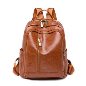 Women's Soft Leather Backpack Large Capacity School Bag Travel Backpack