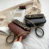 Leopard Print Pu Leather Crossbody Bag Double Strap Shoulder Bag