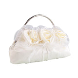 Beige Satin Mesh Flowers Bridal Clutches Wedding Evening Bag