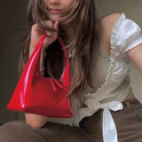 Modern Geometric Handbag Glossy Surface Zipper Closure High Capacity