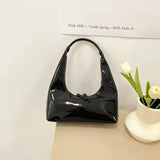 Modern Geometric Handbag Glossy Surface Zipper Closure High Capacity
