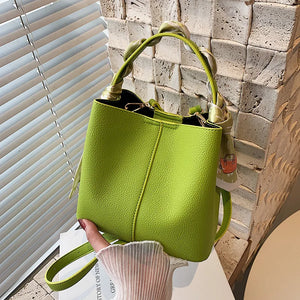 Lychee Pattern Shoulder Bag Red Silk Scarf Handbag