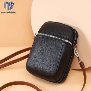 Solid Leather Shoulder Bag Mini Handbag