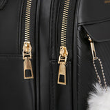 Women's Small Backpack in High Leather with Hair Ball Gift