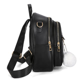 Women's Small Backpack in High Leather with Hair Ball Gift
