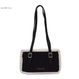 Lamb Wool Women Tote Bag Square Bags Female Causal Shoulder Messenger Bag