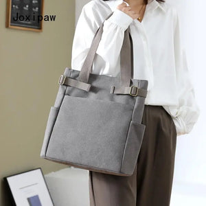 Canvas Handbag Vintage Square Shoulder Bag Tote Bag Large Capacity for Women