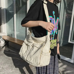 Large Capacity Canvas Shoulder Bags Denim Leisure Or Travel Bag for Women