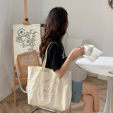 Student Shopping Bag Canvas Shoulder Bag Women's Handbag