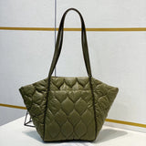 Large Women Shoulder Bag Handbags Soft Down Cotton Tote Plaid Handle Bags