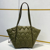 Large Women Shoulder Bag Handbags Soft Down Cotton Tote Plaid Handle Bags