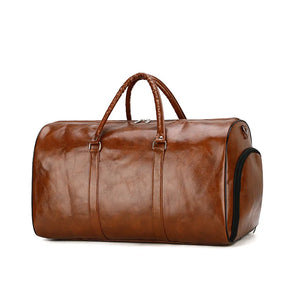 Men's Large Capacity Leather Travel Duffle Bag