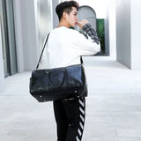 Men's Large Capacity Leather Travel Duffle Bag