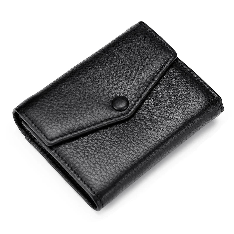 Slim Zero Wallet Envelope Short Cow Leather Wallet