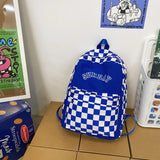 Printed Women Backpack Nylon Travel Bag Plaid Schoolbag Girls Bookbag