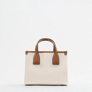 Canvas Leather Handbag Classic Woody Tote Bag