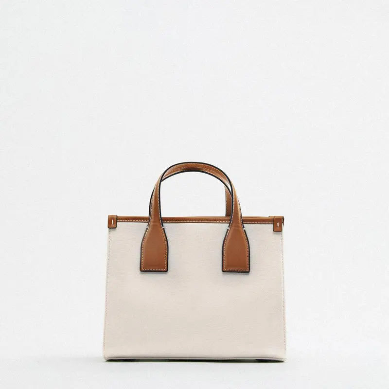 Canvas Leather Handbag Classic Woody Tote Bag
