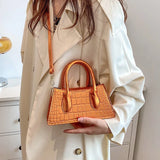 Orange Crocodile Pattern Leather Handbag Clutch Shoulder Bag