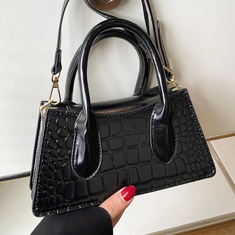 Orange Crocodile Pattern Leather Handbag Clutch Shoulder Bag