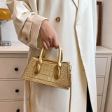 Orange Crocodile Pattern Leather Handbag Clutch Shoulder Bag