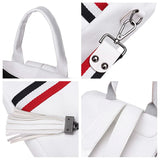 Women's Leather tassel Backpack Ribbon School Bags