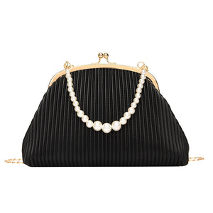 Women Shoulder Bag Pleated Pu Leather Crossbody Bags Chain Top Handle Bag