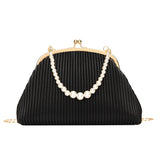 Women Shoulder Bag Pleated Pu Leather Crossbody Bags Chain Top Handle Bag