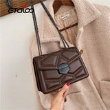 Women's PU Leather Shoulder Bag Chain Small Square Bag