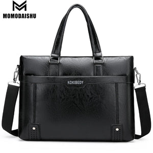 Men Briefcase 14 inch Pu leather Men's Shoulder Bag Crossbody Bags Bussi