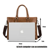 Men Briefcase 14 inch Pu leather Men's Shoulder Bag Crossbody Bags Bussi