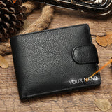 Leather Men Wallet Engraved Name Hasp Male Purses Long Vintage High Quality