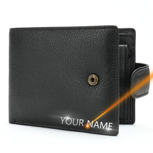 Leather Men Wallet Engraved Name Hasp Male Purses Long Vintage High Quality