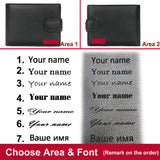 Leather Men Wallet Engraved Name Hasp Male Purses Long Vintage High Quality