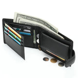 Leather Men Wallet Engraved Name Hasp Male Purses Long Vintage High Quality
