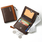 Anti-Theft Leather Wallet for Men Large Capacity Zipper Business Purse