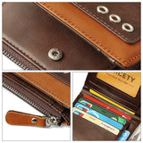 Anti-Theft Leather Wallet for Men Large Capacity Zipper Business Purse
