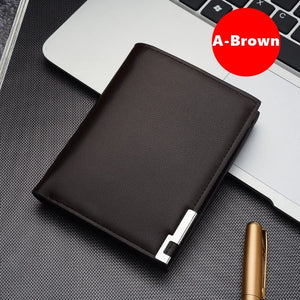 Men Wallets Small Money Purses Wallets Dollar Top Thin Zipper Leather Wallet