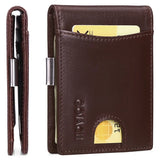 Men's Slim Wallets Cowhide Dollar Clip RFID Blocking Purse Cartera Hombre