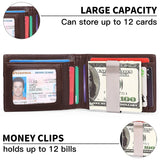Men's Slim Wallets Cowhide Dollar Clip RFID Blocking Purse Cartera Hombre